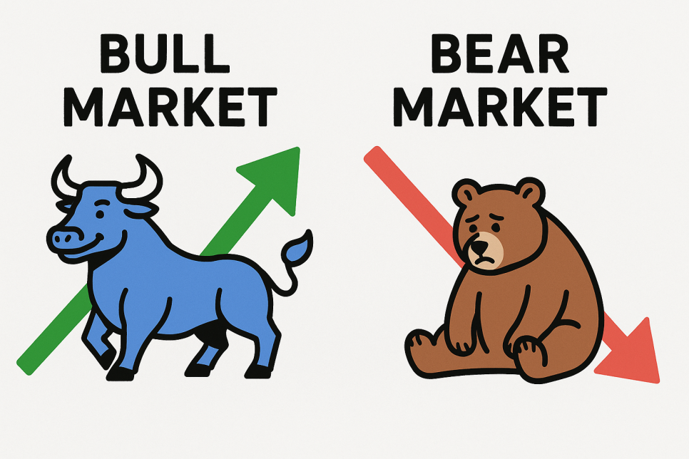 BULL MARKET과 BEAR MARKET을 비교한 그림